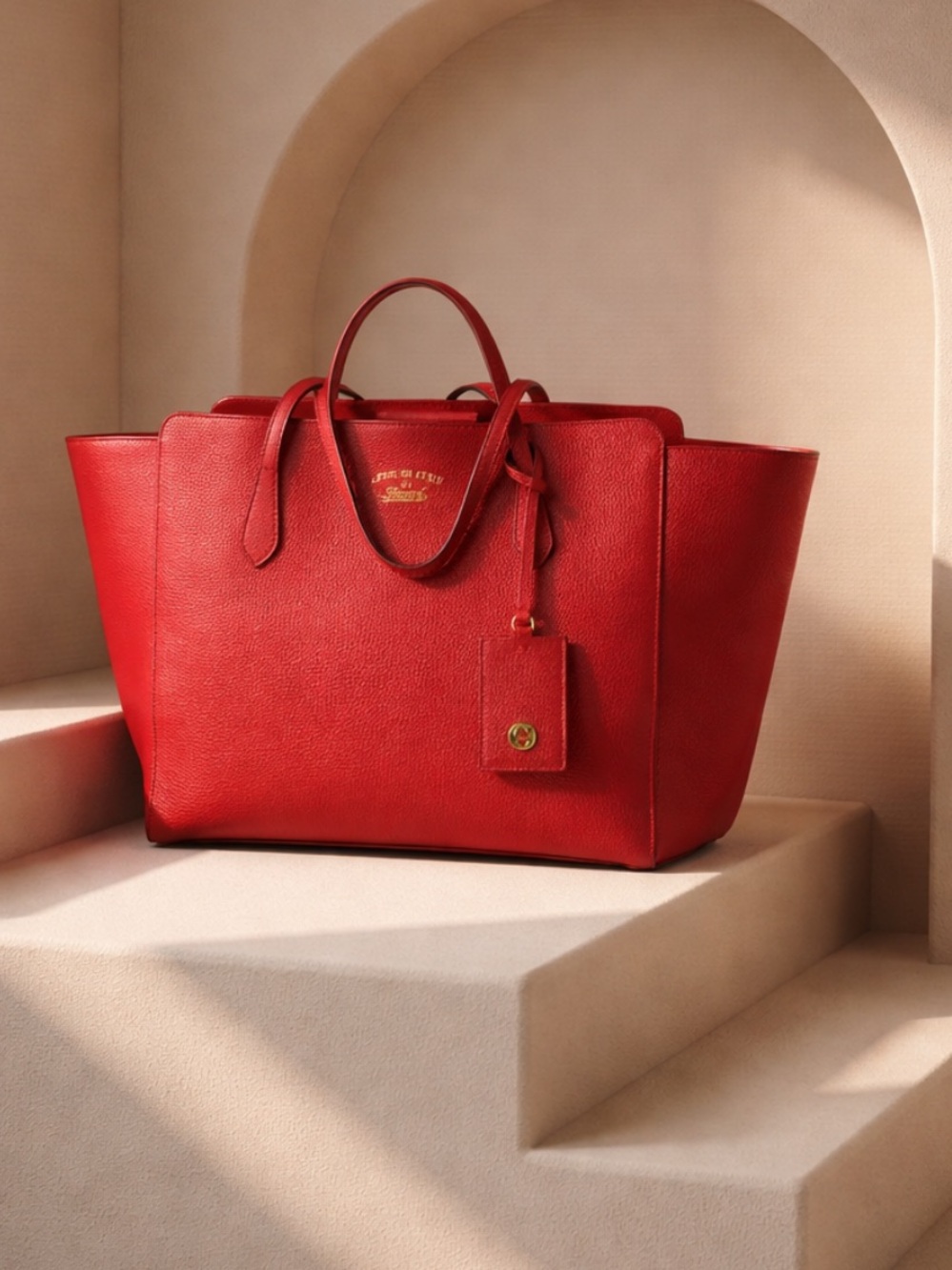 Gucci Large Size Calf Leather Swing Tote Bag.